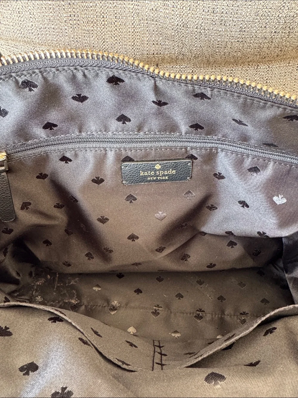 kate spade Black and White Striped Nylon Tote